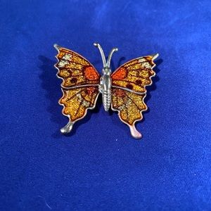 Vintage Orange Butterfly Pin